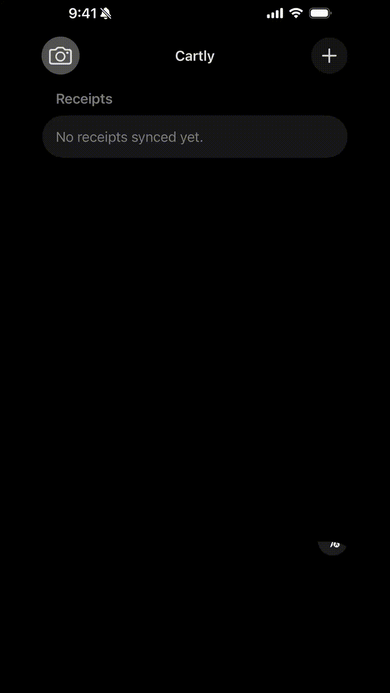 Cartly scanning a receipt and saving structured records